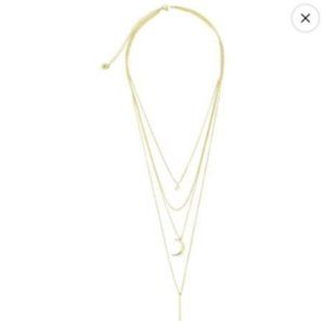 Sterling Forever Crescent & Bar Multi Layer Necklace in 14K Gold Plate